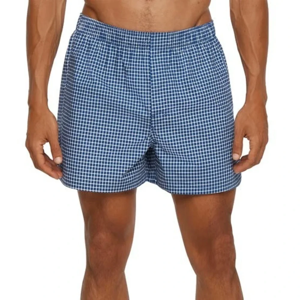 Banana Republic Woven Cotton Boxers Mens XL Blue Plaid Stripe Solid 3-Pack NIB